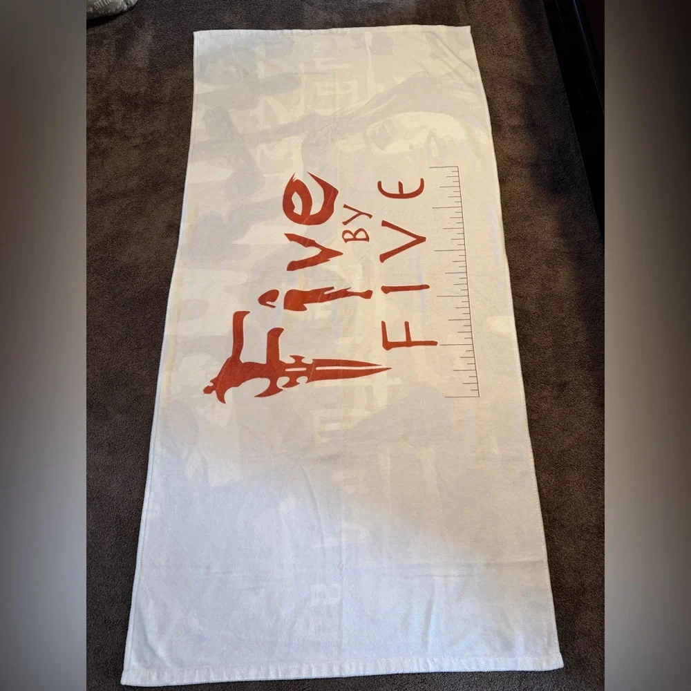 Buffy the vampire slayer Faith Five by Five White Beach Towel with Red Logo